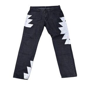 Nova Men Zigzag Pattern Denim Jeans Size 36